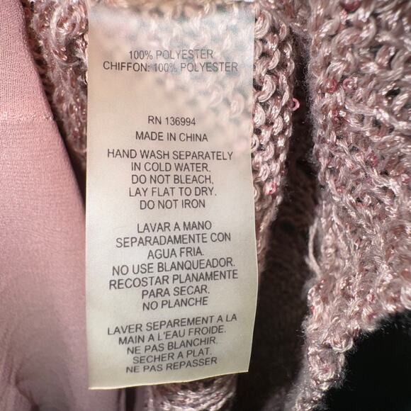 Sioni Pink Layered Sequin Knit Top Women’s Medium - Picture 5 of 6